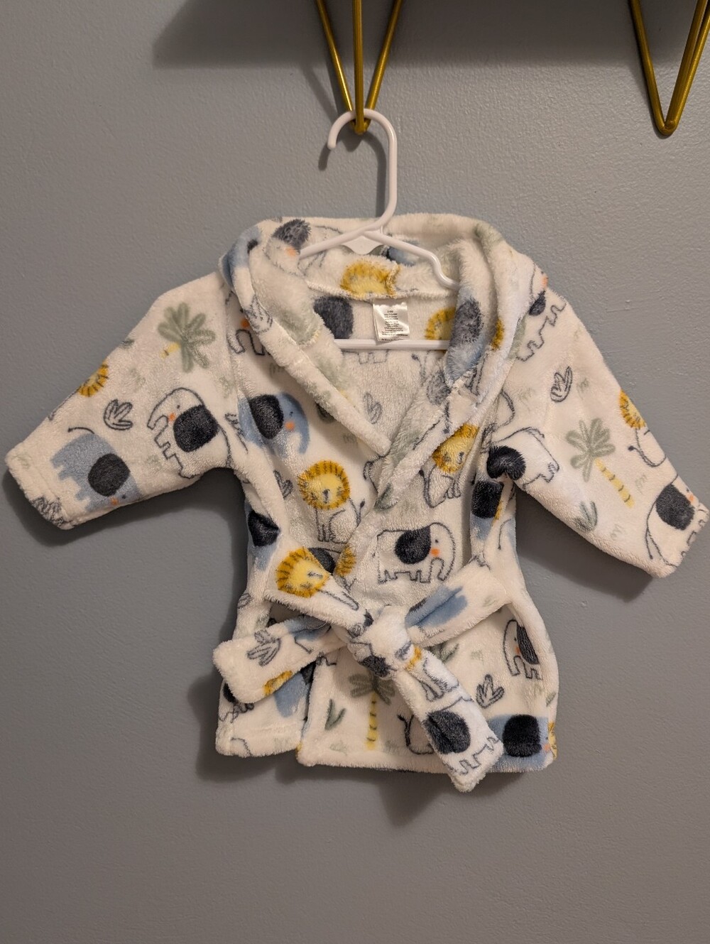 Plush Jungle Animal Robe with Yellow & Blue Accents